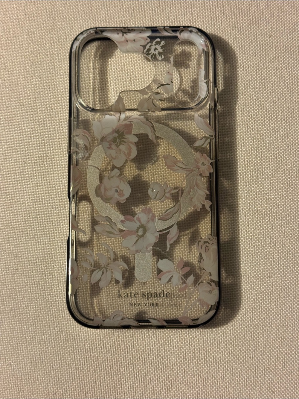kate spade Floral Clear iPhone Case with Pink and Gold Accents
